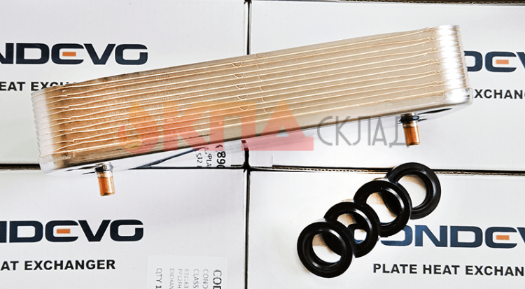 Теплообменник вторичный ГВС CONDEVO 12 пластин для Ariston Egis,Clas, Genus, Cares, 142 мм