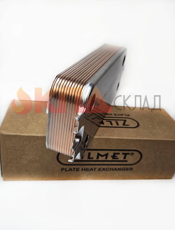Теплообменник вторичный ГВС ZILMET 12 пластин для Bosch Gaz 2000/6000, Buderus U072