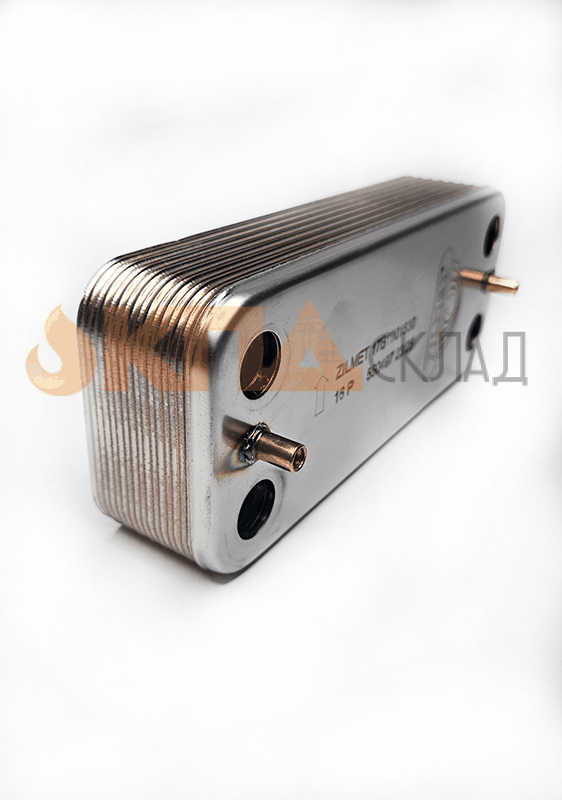 Теплообменник вторичный ГВС ZILMET 16 пл. для Baxi Econova 160 мм