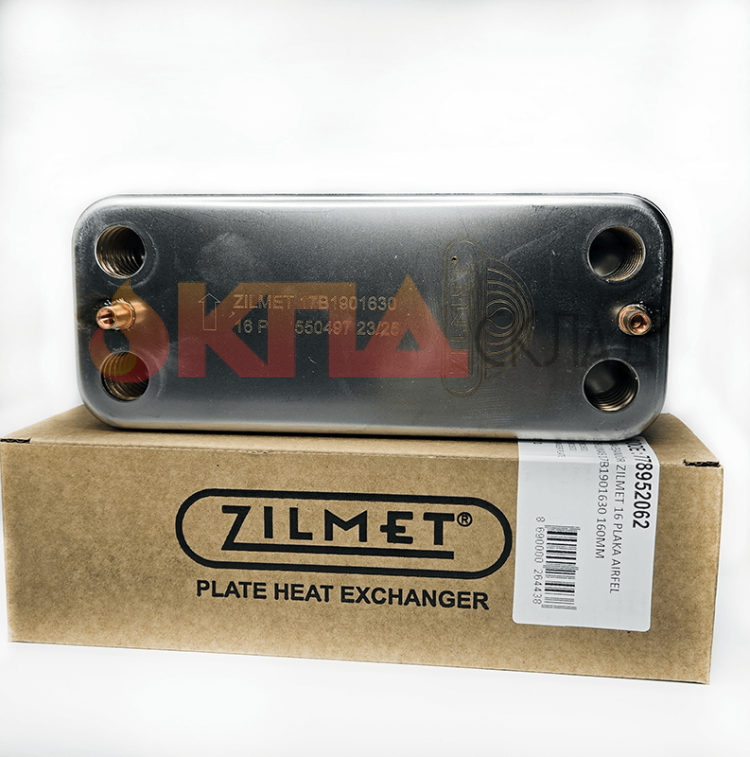 Теплообменник вторичный ГВС ZILMET 16 пл. для Baxi Econova 160 мм